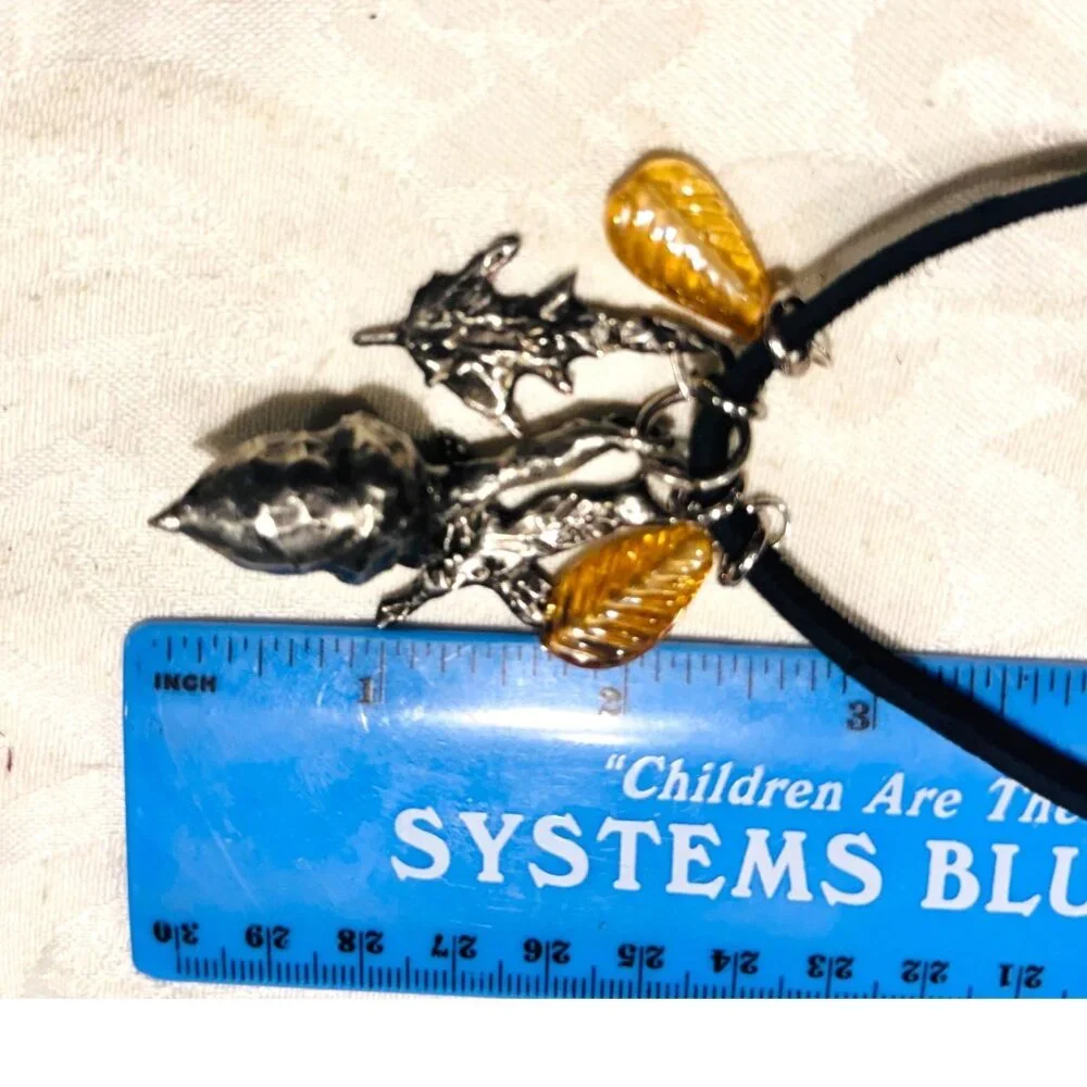 Artisan Woodland Acorn Silver & Gold Leaf Nature Pendant Necklace